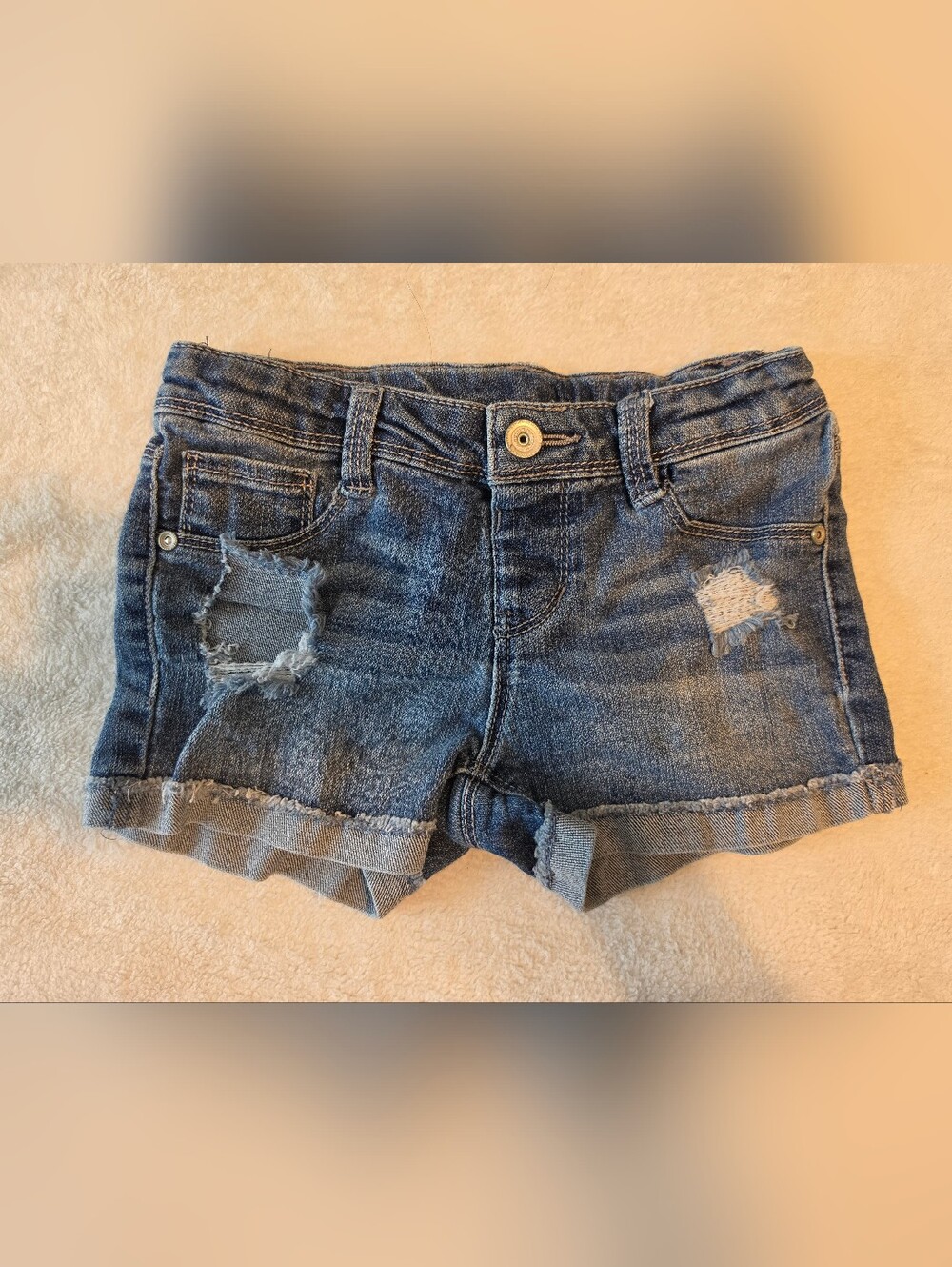 Denim Distressed Rolled Hem Shorts Girls 6